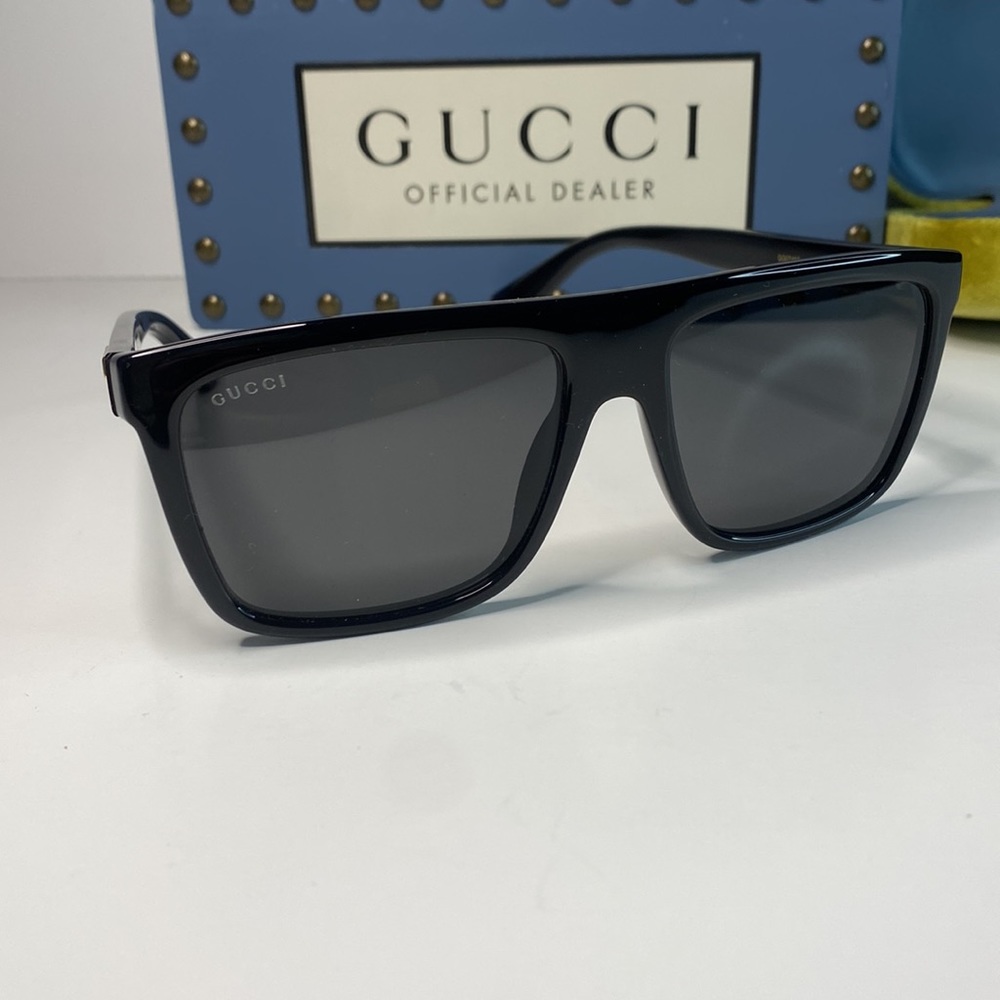 💯- New-GUCCI Grey /Black Browline unisex Sunglasses GG0748S 001 59 - Picture 4 of 14